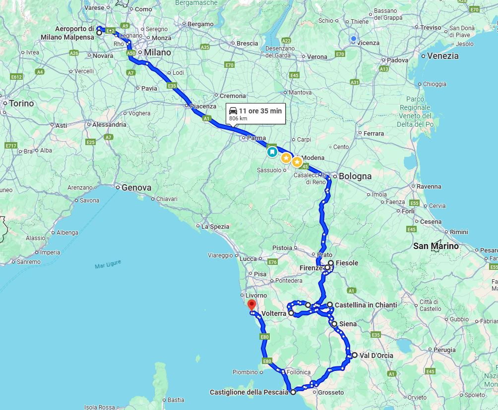 Itinerario Toscana da Milano 1