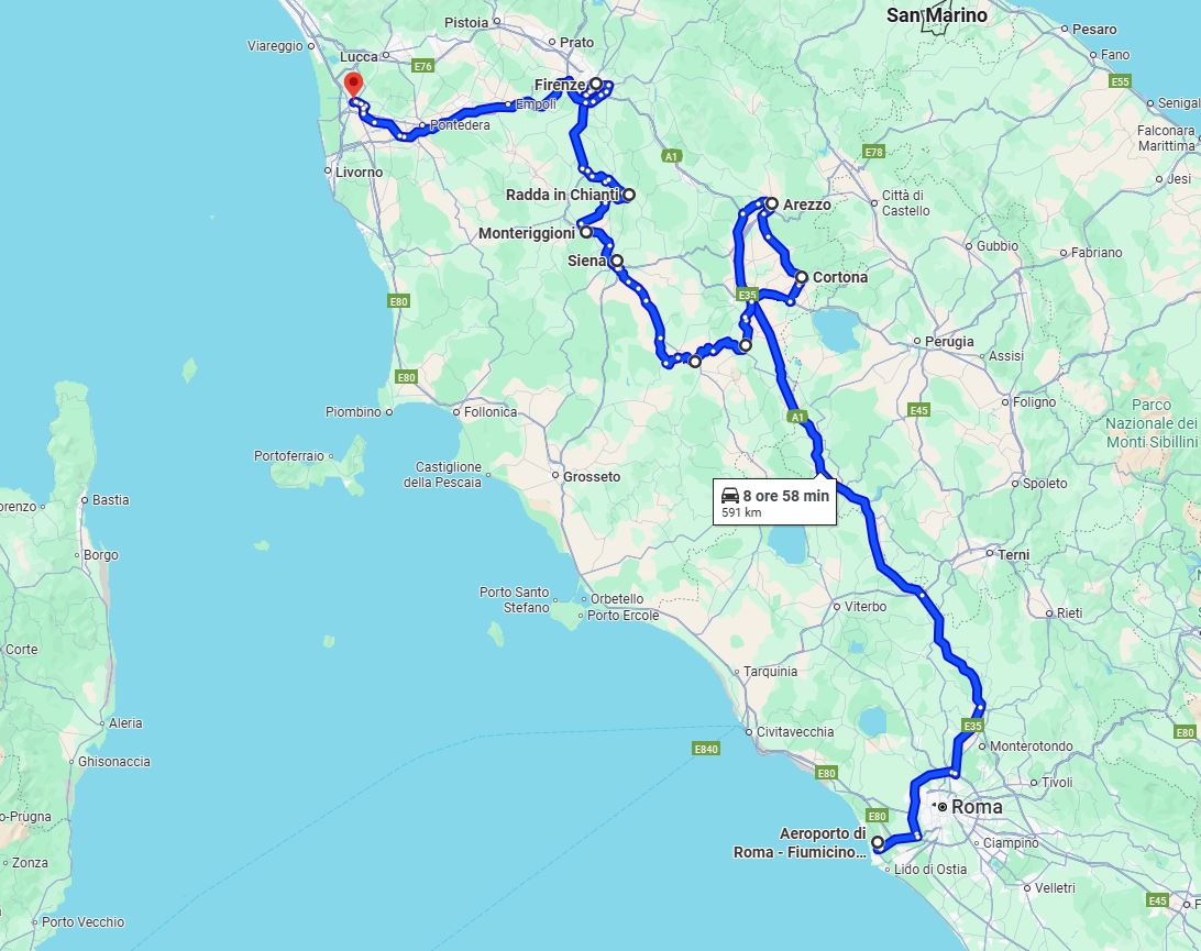 Itinerario Toscana da Roma 1