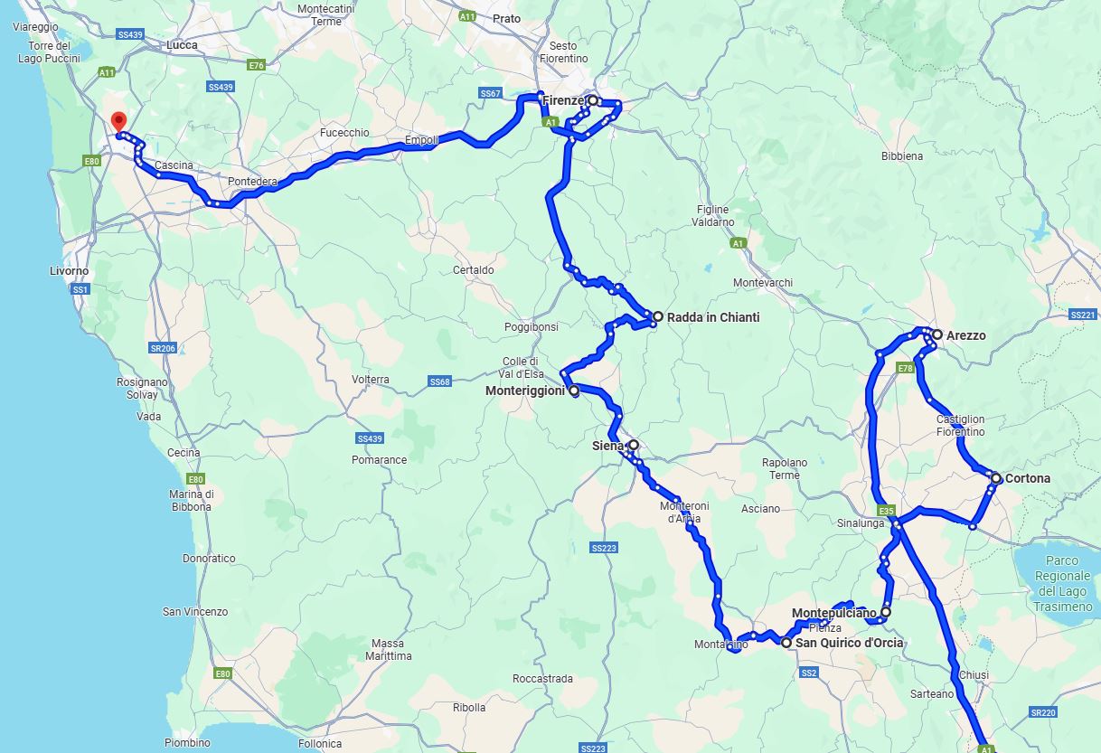 Itinerario Toscana da Roma 2
