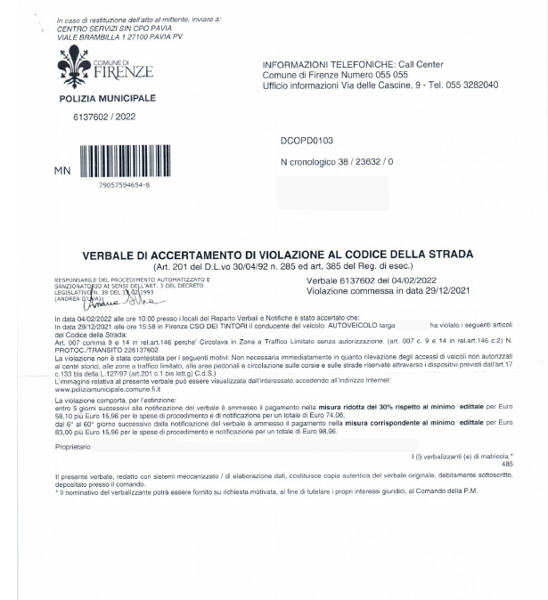 Multas ZTL en Italia
