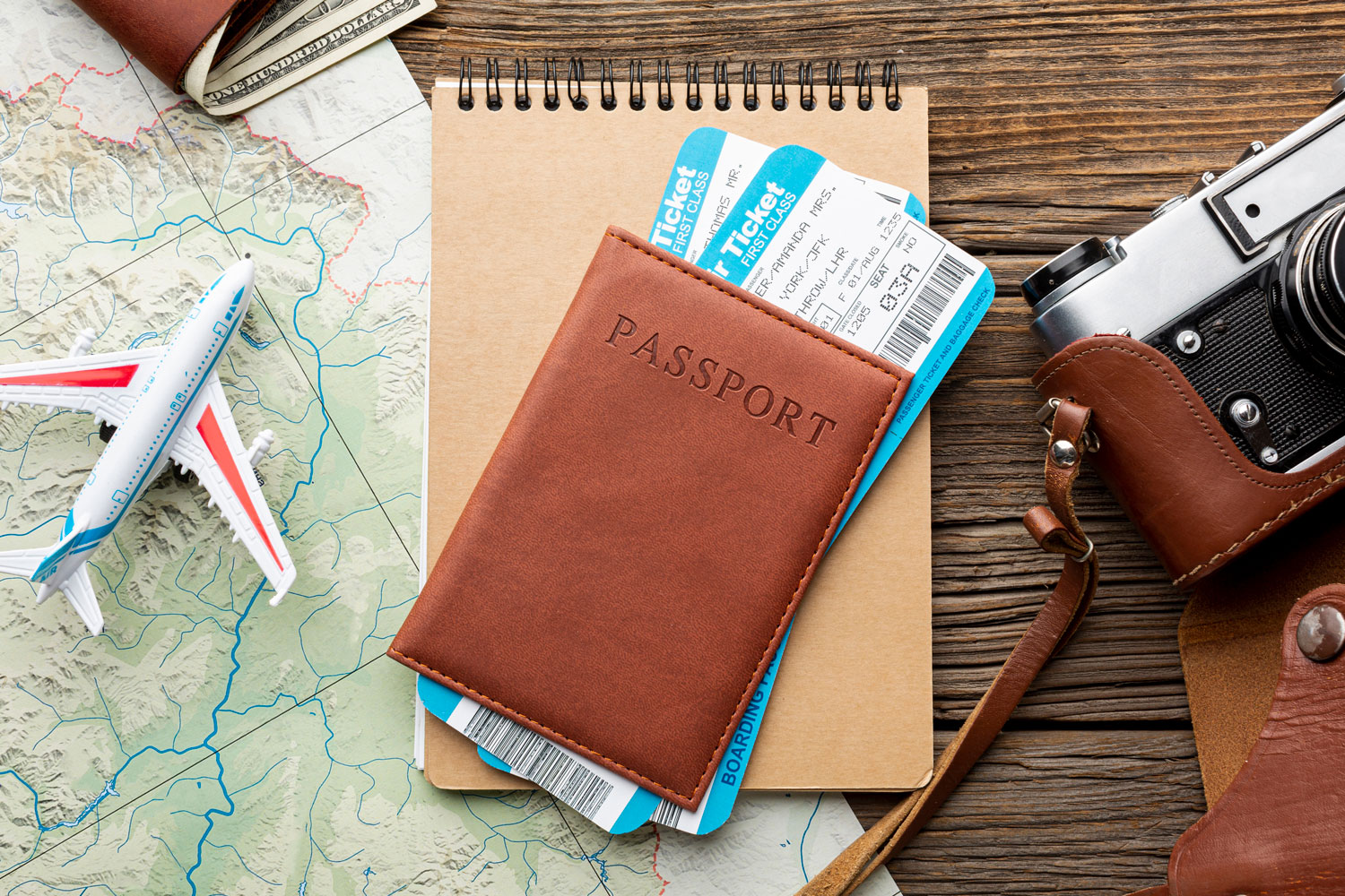 Passport and flight tickets ready for the trip